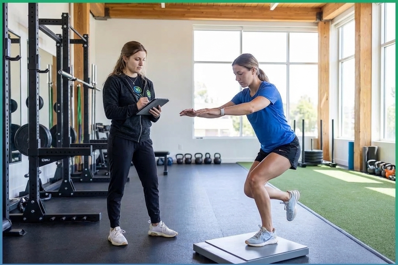 Patient working with a provider at a performance physical therapy clinic in Shirley