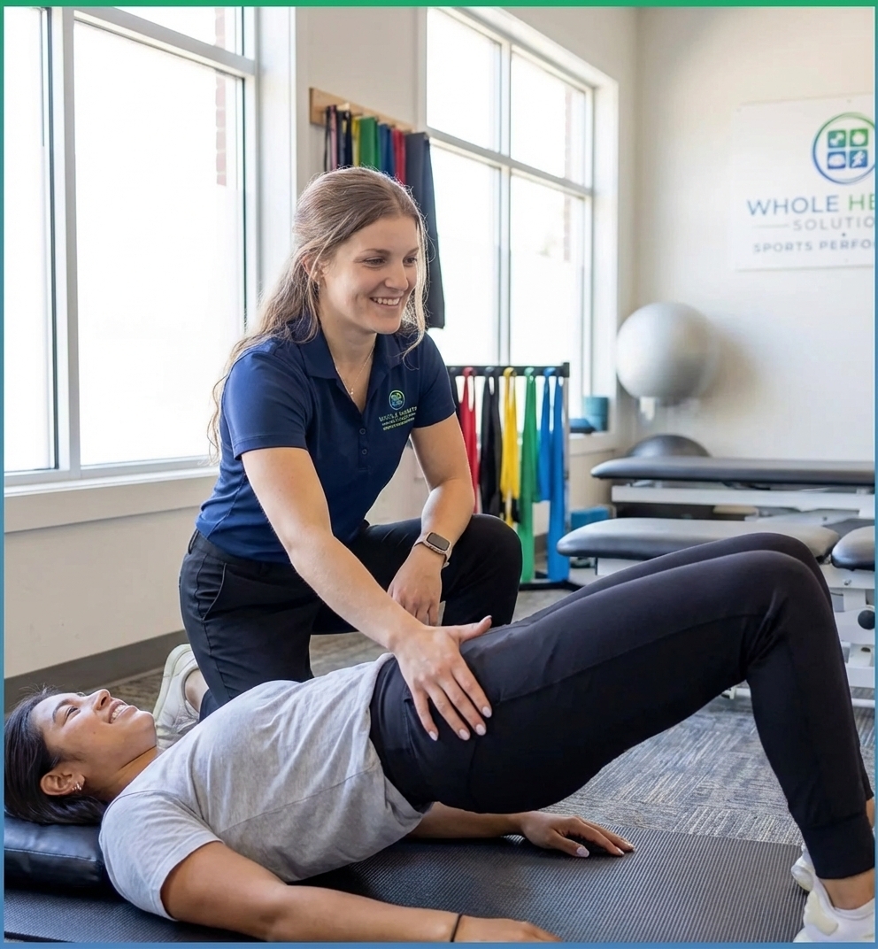 Patient working with a physical therapist at a performance physical therapy clinic in Shirley, MA